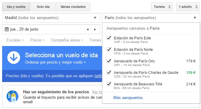 Cómo usar Google Flights para consultar aeropuertos cercanos a tu destino.